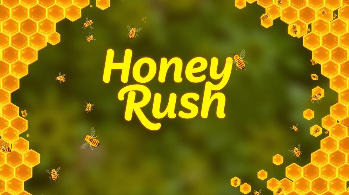 Honey Rush hexagonal grid gameplay with bee symbols and honey cascade